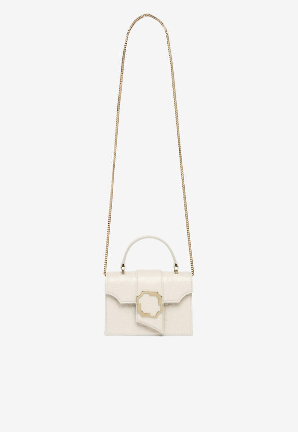 Malone Souliers Mini Audrey Croc-Embossed Top Handle Bag AUDREY MINI 51 CREAM/CREAM