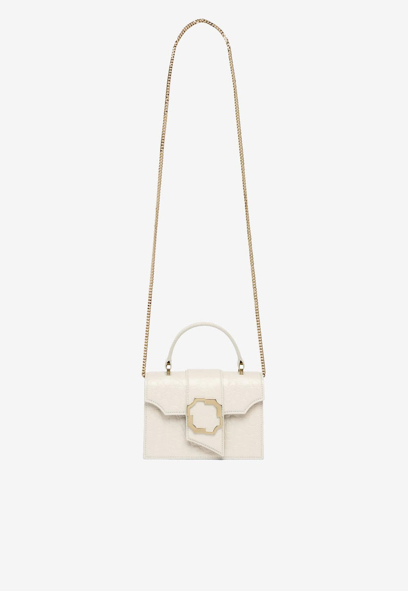 Malone Souliers Mini Audrey Croc-Embossed Top Handle Bag AUDREY MINI 51 CREAM/CREAM