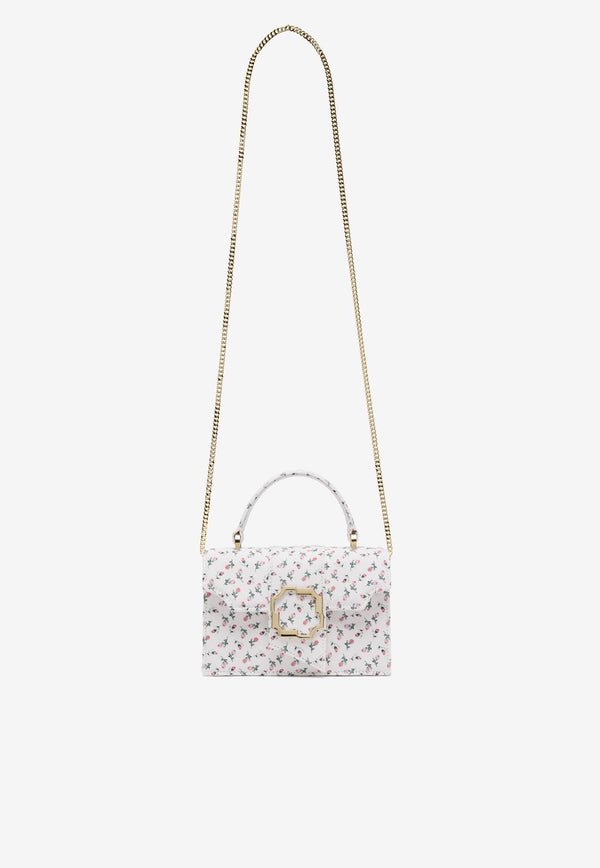 Malone Souliers Mini Audrey Floral Canvas Top Handle Bag AUDREY MINI 56 WHITE/WHITE