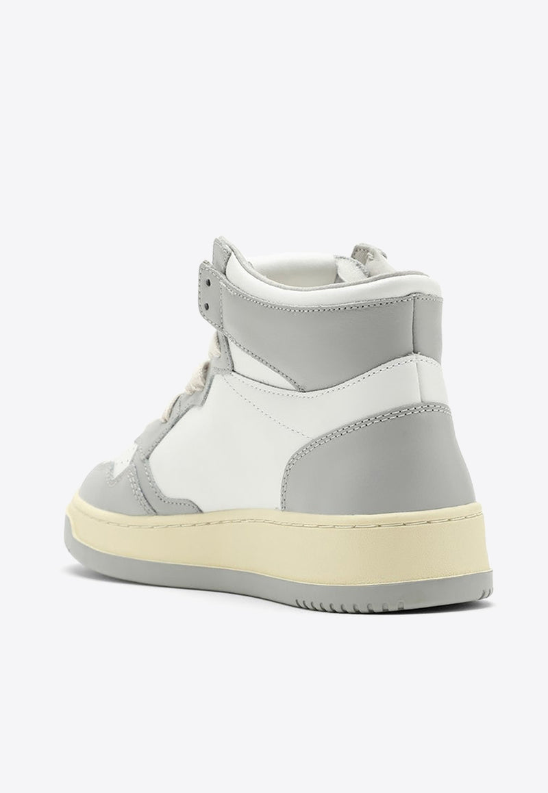 Autry Medalist High-Top Leather Sneakers Gray AUMWWB10/N_AUTRY-WB10