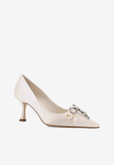 Jimmy Choo Auria 70 Crystal-Embellished Satin Pumps Ivory AURIA 70 BSJ IVORY/CRYSTAL