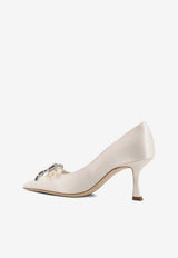 Jimmy Choo Auria 70 Crystal-Embellished Satin Pumps Ivory AURIA 70 BSJ IVORY/CRYSTAL