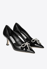 Auria 70 Velvet and Crystal Bow Pumps