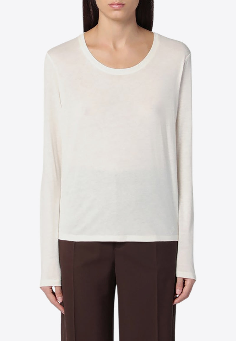 Loulou Studio Ava Long-Sleeved T-shirt Ivory AVAVI/P_LOULO-IV