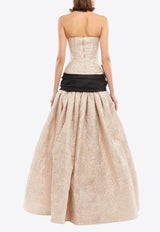 Avaro Figlio Tweed Bustier Ball Gown with Maxi Bow Gold AVFFW24-15GOLD