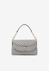 Jimmy Choo Avenue Curve Quilted Leather Top Handle Bag Dove AVN CURVE TOPHANDLE Q DOVE/SHINY GOLD