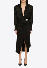 David Koma Rhinestone-Embellished Midi Shirt Dress Black AW23DK37DPL/N_DAVID-BS