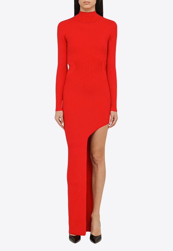 David Koma High-Neck Asymmetrical Maxi Dress Red AW23DKKN88DCO/N_DAVID-RE