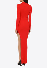 David Koma High-Neck Asymmetrical Maxi Dress Red AW23DKKN88DCO/N_DAVID-RE