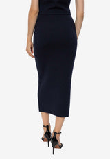 Self-Portrait Diamanté Embellished Knitted Midi Skirt Blue AW24-168MSK-BLNAVY