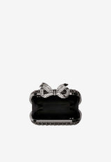 Self-Portrait Crystal Bow Clutch Bag Black AW24-307-BBLACK