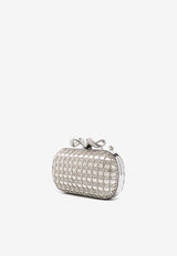 Self-Portrait Crystal Bow Clutch Bag White AW24-307-CWHITE