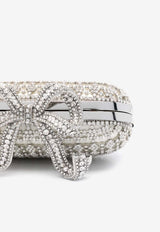 Self-Portrait Crystal Bow Clutch Bag White AW24-307-CWHITE