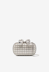 Self-Portrait Crystal Bow Clutch Bag White AW24-307-CWHITE