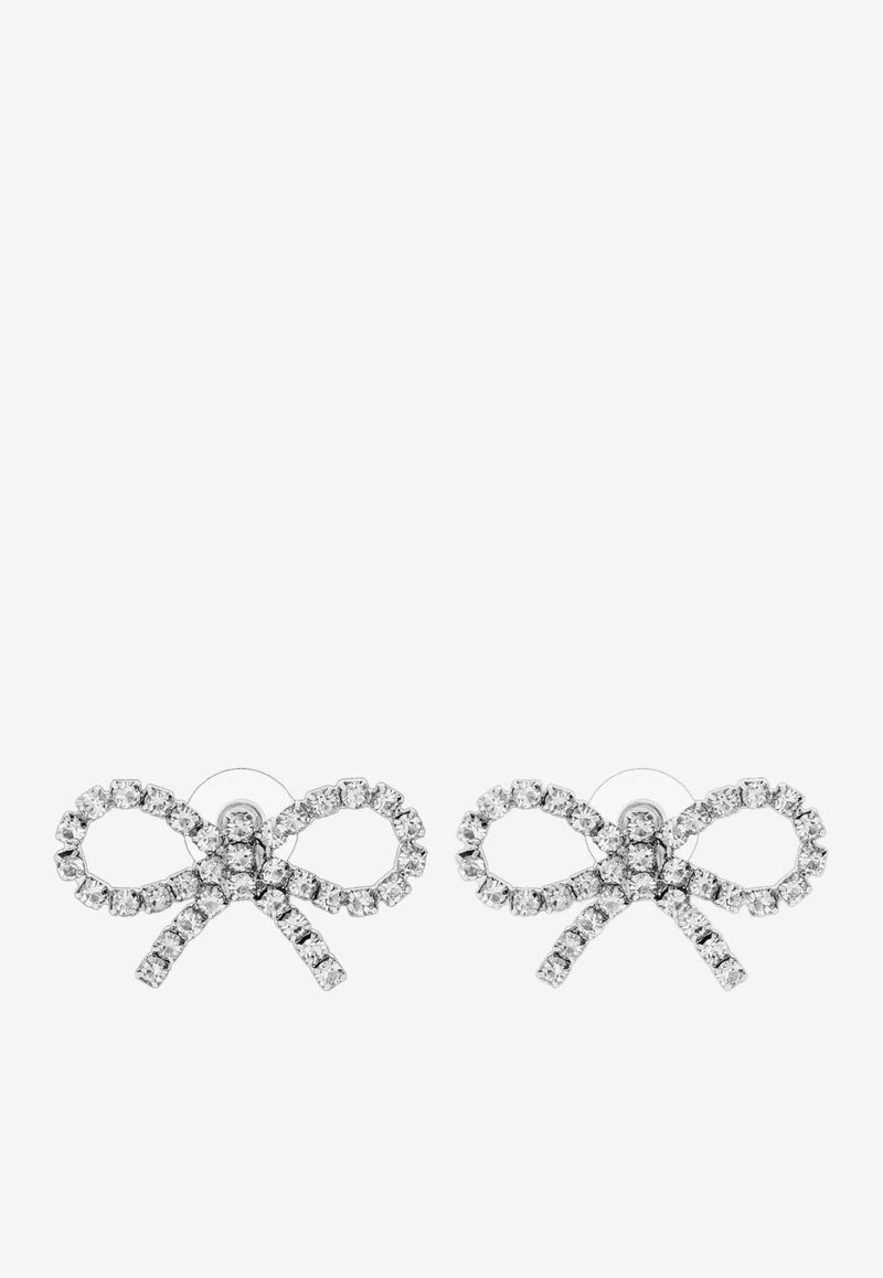 Self-Portrait Mini Bow Crystal Embellished Earrings Silver AW24-601-SLSILVER