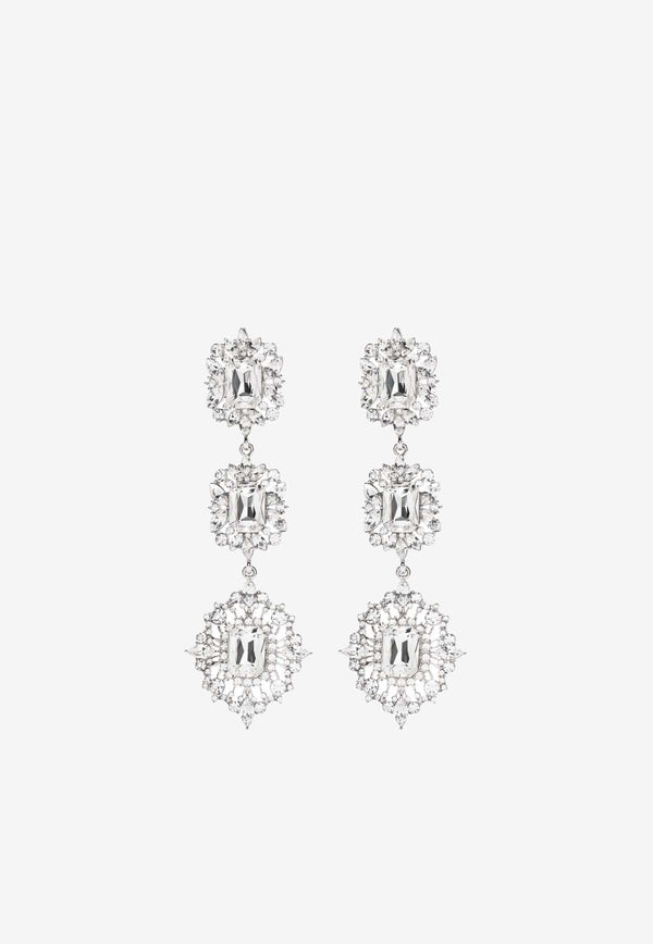 Self-Portrait Crystal Embellished Tiered Drop Earrings Silver AW24-614-SLSILVER