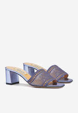 Arteana Vera 50 Metallic Crochet Mules Blue AW24VERGLAS50BLUE