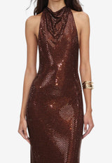 Rhinestone Embellished Draped Gown