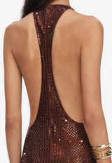 Rhinestone Embellished Draped Gown