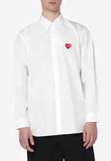 Comme Des Garçons Play Logo Patch Long-Sleeved Shirt White AXB002051CO/R_COMME-WHT