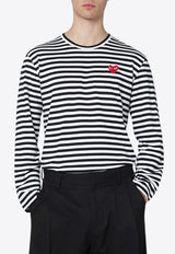 Comme Des Garçons Play Long-Sleeved Stripe T-shirt Monochrome AXT164051CO/R_COMME-BLK