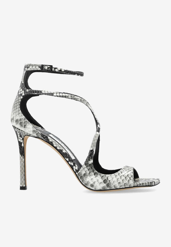 Jimmy Choo Azia 95 Sandals in Python Print Leather Beige AZIA 95 PKB ROCCIA
