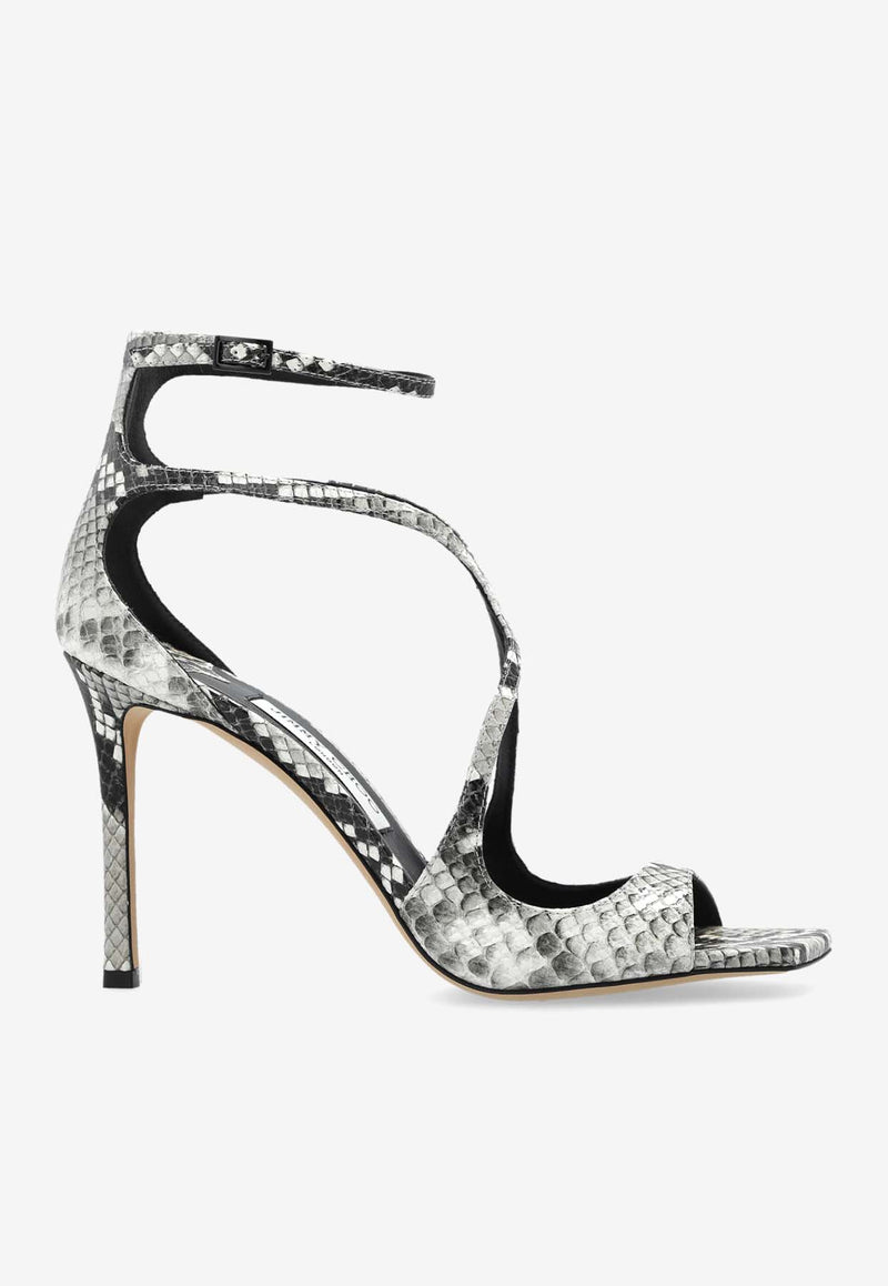 Jimmy Choo Azia 95 Sandals in Python Print Leather Beige AZIA 95 PKB ROCCIA