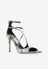 Jimmy Choo Azia 95 Sandals in Python Print Leather Beige AZIA 95 PKB ROCCIA