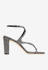 Jimmy Choo Azie 85 Crystal-Embellished Satin Sandals AZIE 85 OHM BLACK/SMOKE