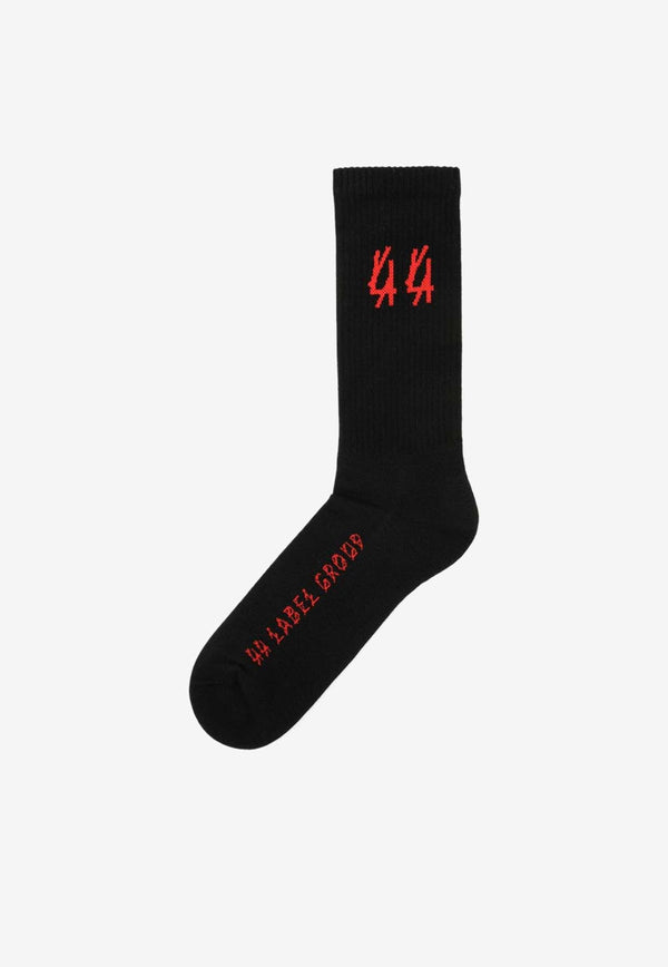 44 Label Group Logo Intarsia Classic Socks Black B0030141FA177/O_44LAB-P448