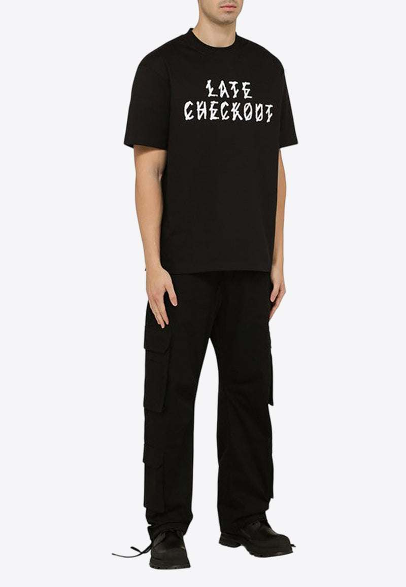 44 Label Group Late Checkout Print Crewneck T-shirt Black B0030376----FA141/O_44LAB-P410