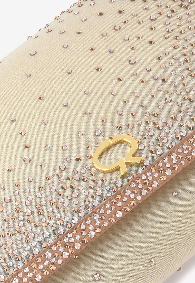 Gianvito Rossi Rania Crystal-Embellished Clutch B00368 RANIA COZPRND SUEDE ORGANZA PRALINE Pink