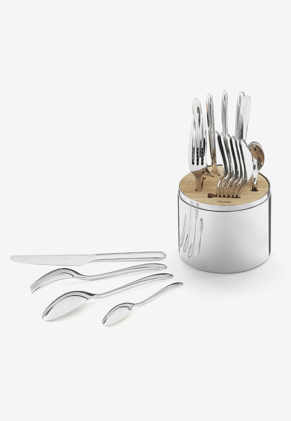 Christofle Essential Stainless Steel Flatware Set with Chest - 24 Pieces Silver B02406299