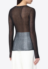 Roberto Collina Long-Sleeved Sheer Top Black B05001B05/Q_ROBER-09