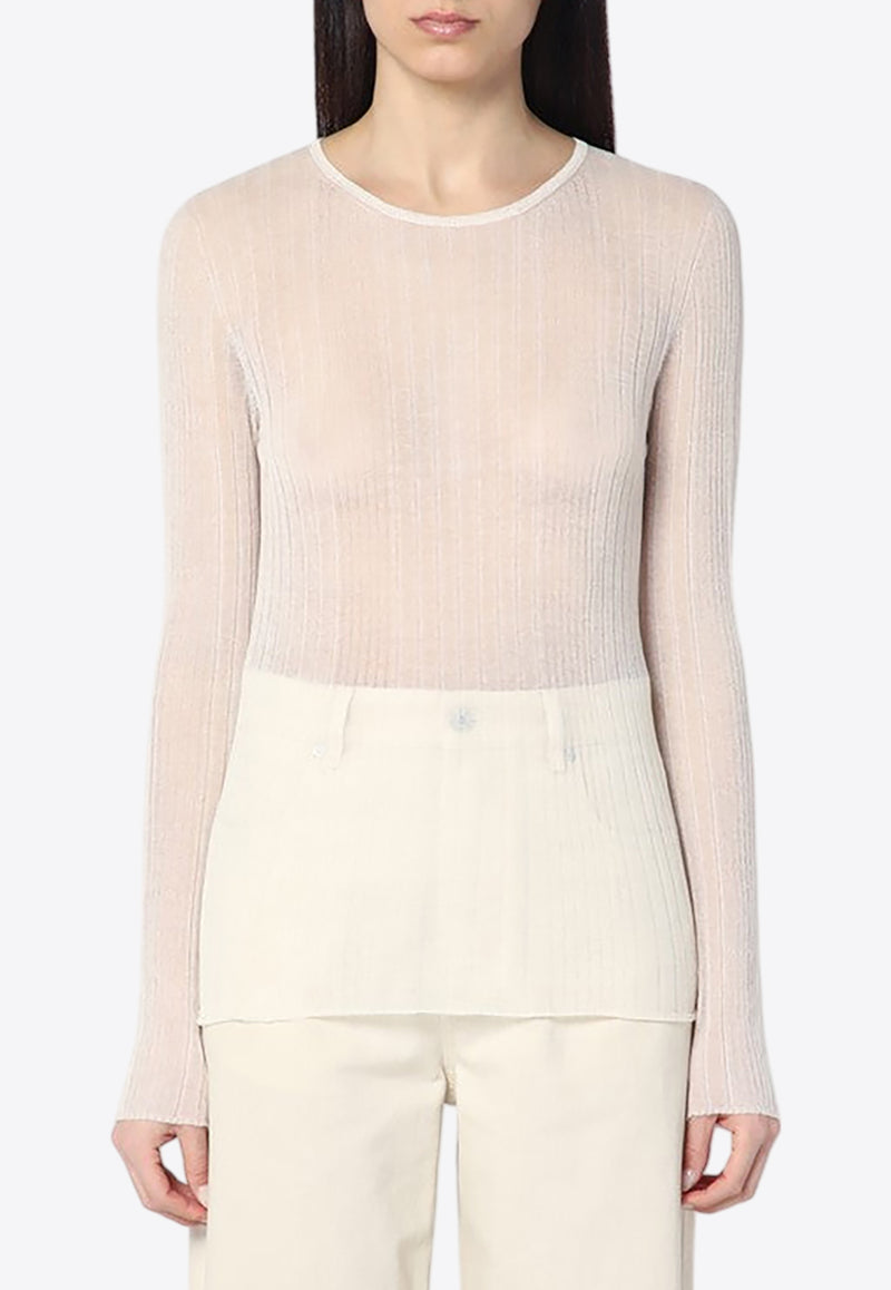 Roberto Collina Long-Sleeved Sheer Top White B05001B05/Q_ROBER-02