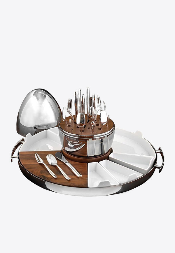 Christofle Mood Flatware Set with Party Tray - Set of 24 Silver B05900599 + B00065599