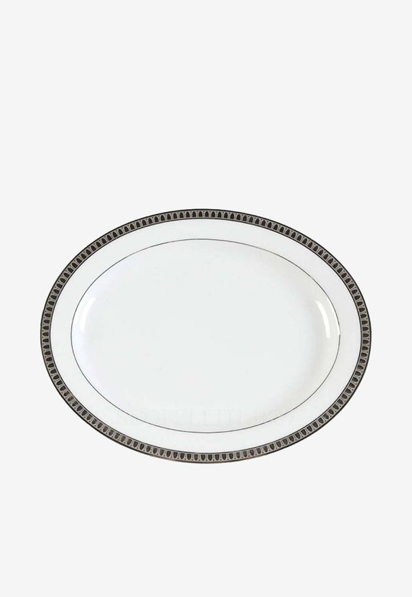 Christofle Malmaison Platinum Porcelain Oval Platter B07645220 White