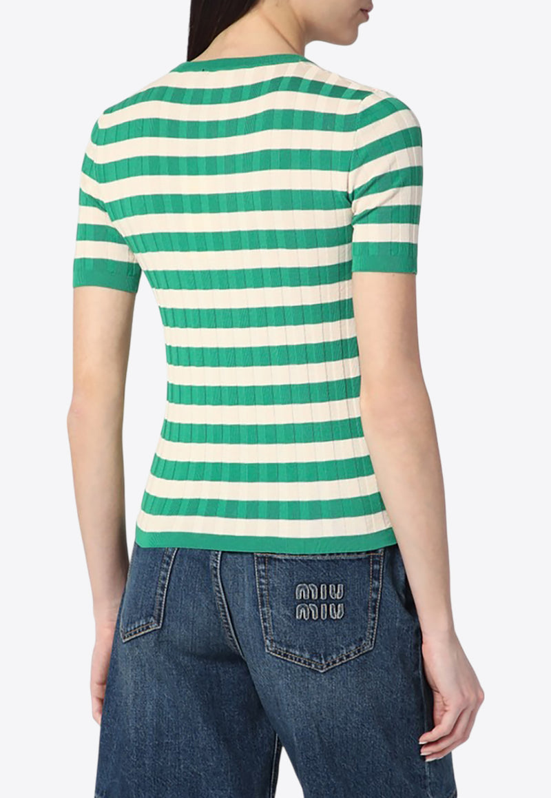Roberto Collina Striped Knit Top Green B09021B09/Q_ROBER-24