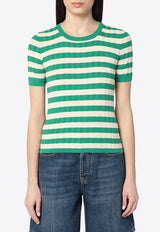 Roberto Collina Striped Knit Top Green B09021B09/Q_ROBER-24