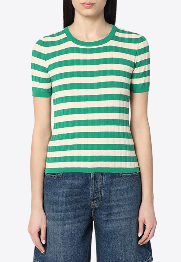 Roberto Collina Striped Knit Top Green B09021B09/Q_ROBER-24