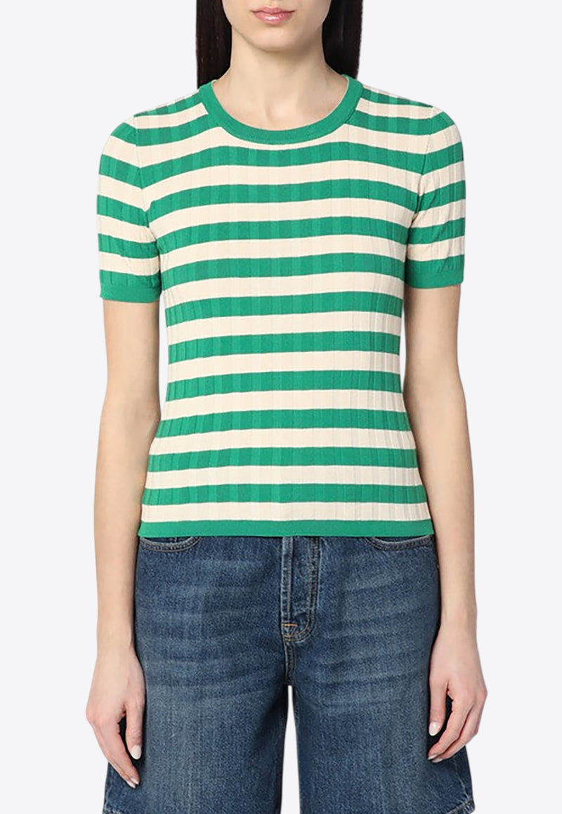 Roberto Collina Striped Knit Top Green B09021B09/Q_ROBER-24