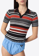 Roberto Collina Striped Cropped Polo T-shirt Multicolor B11024B11/Q_ROBER-38