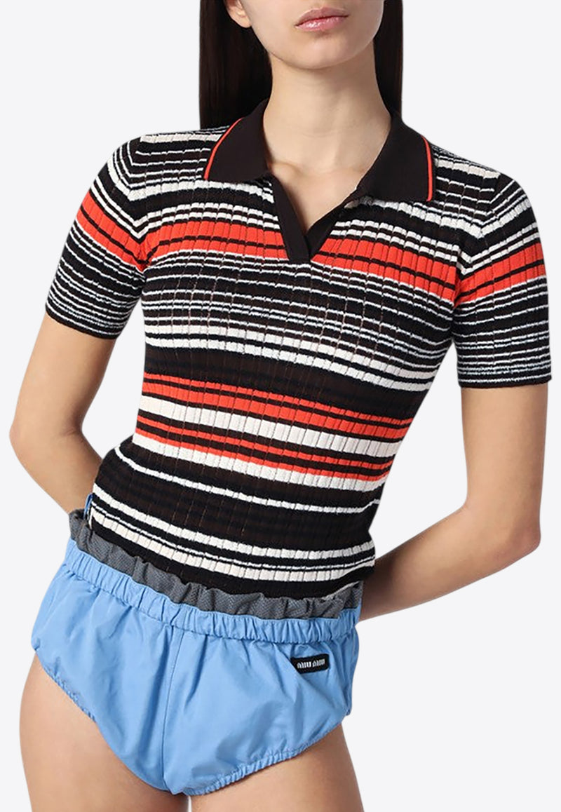 Roberto Collina Striped Cropped Polo T-shirt Multicolor B11024B11/Q_ROBER-38