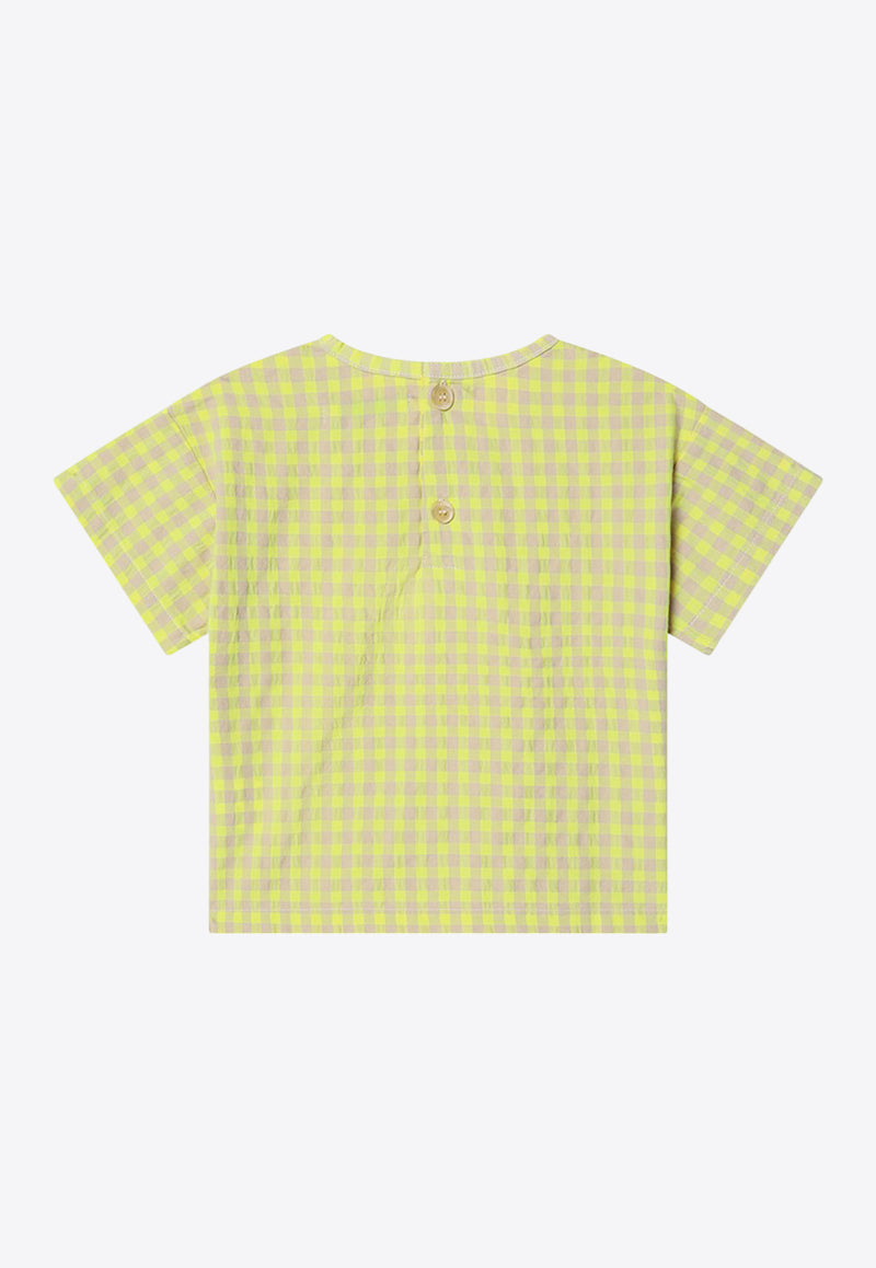 Bobo Choses Baby Girls Logo Embroidered Vichy Blouse Yellow B125AB023CO/Q_BOBO-YE