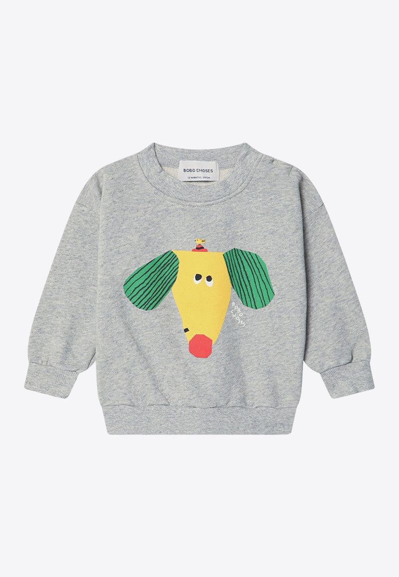 Bobo Choses Babies Happy Dog Sweatshirt Gray B125AB029CO/Q_BOBO-GR