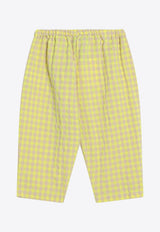 Bobo Choses Babies Logo Embroidered Vichy Pants Yellow B125AB061CO/Q_BOBO-YE