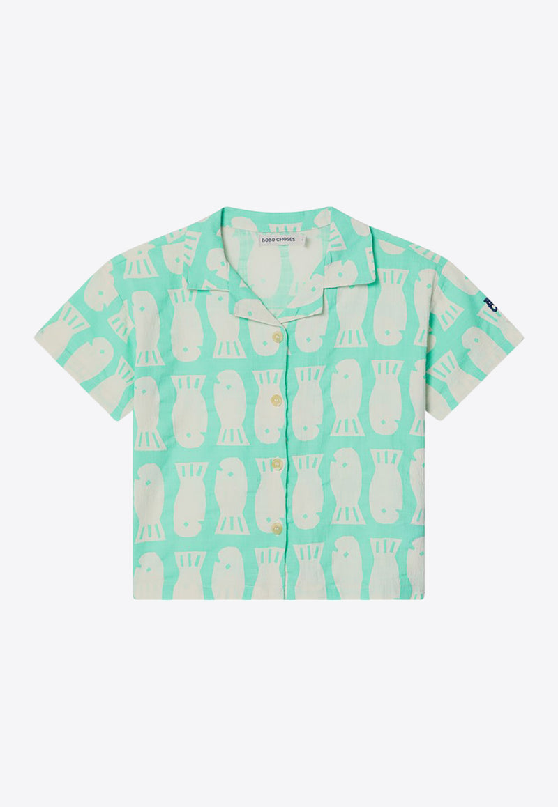 Bobo Choses Boys Lucky Fish Printed Shirt Green B125AC025CO/Q_BOBO-MU