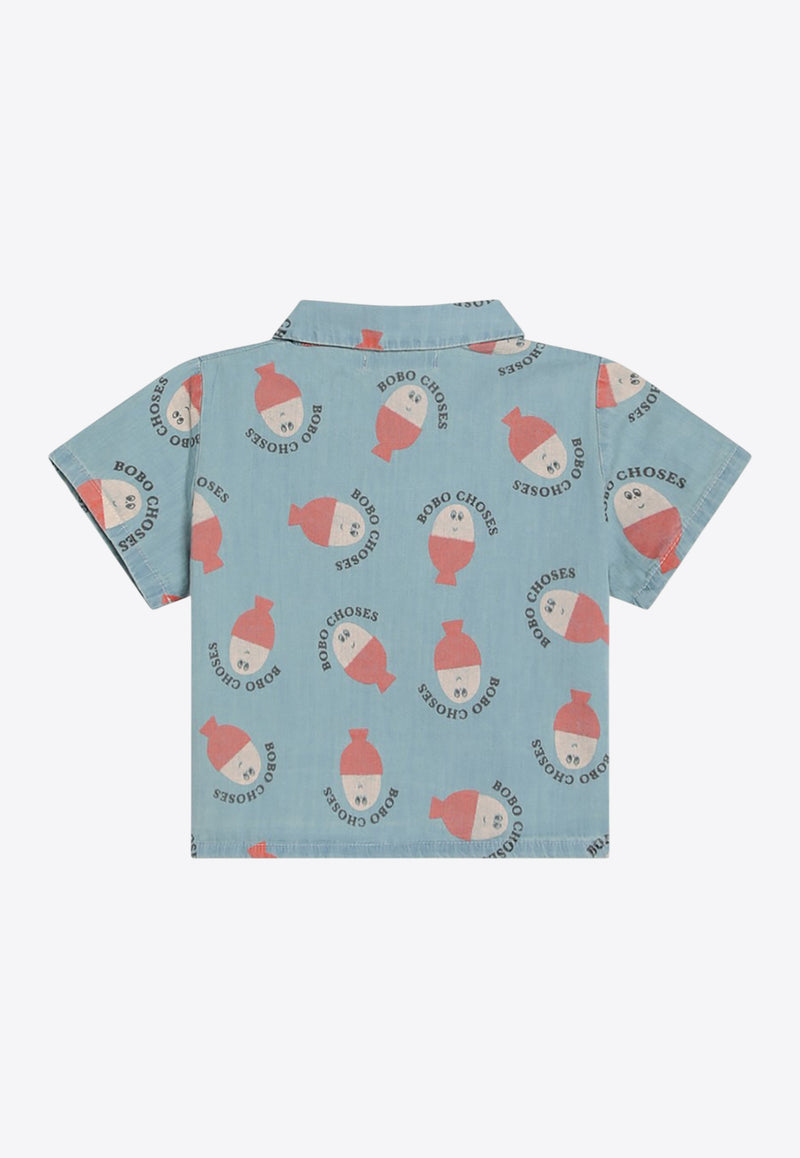 Bobo Choses Boys All-Over Morning Egg Denim Shirt Light Blue B125AC026DE/Q_BOBO-LB