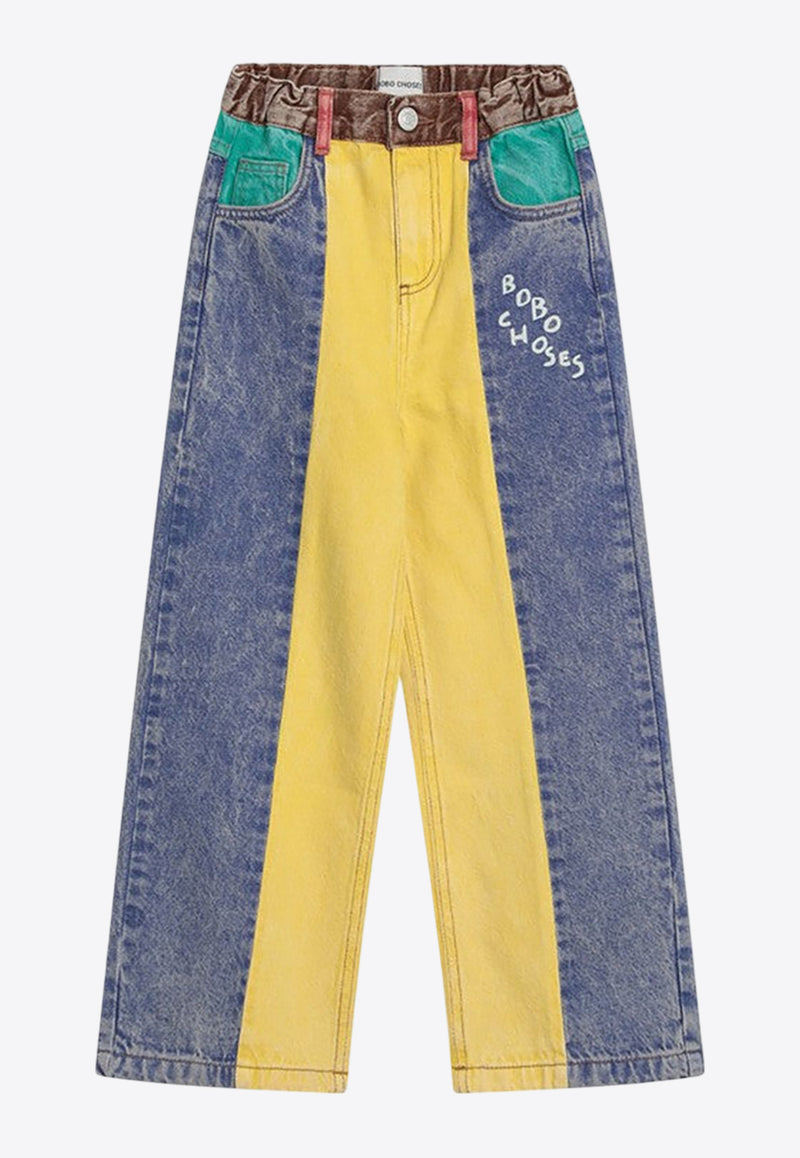 Bobo Choses Boys Colorblocked Logo Jeans Multicolor B125AC087DE/Q_BOBO-MU