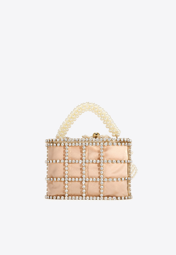 Rosantica Holli Gardenia Embellished Handbag Gold B17989_PEARL